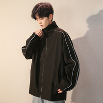 Windbreaker mens short jacket autumn function jacket youth trend handsome harbor wind Joker black windbreaker