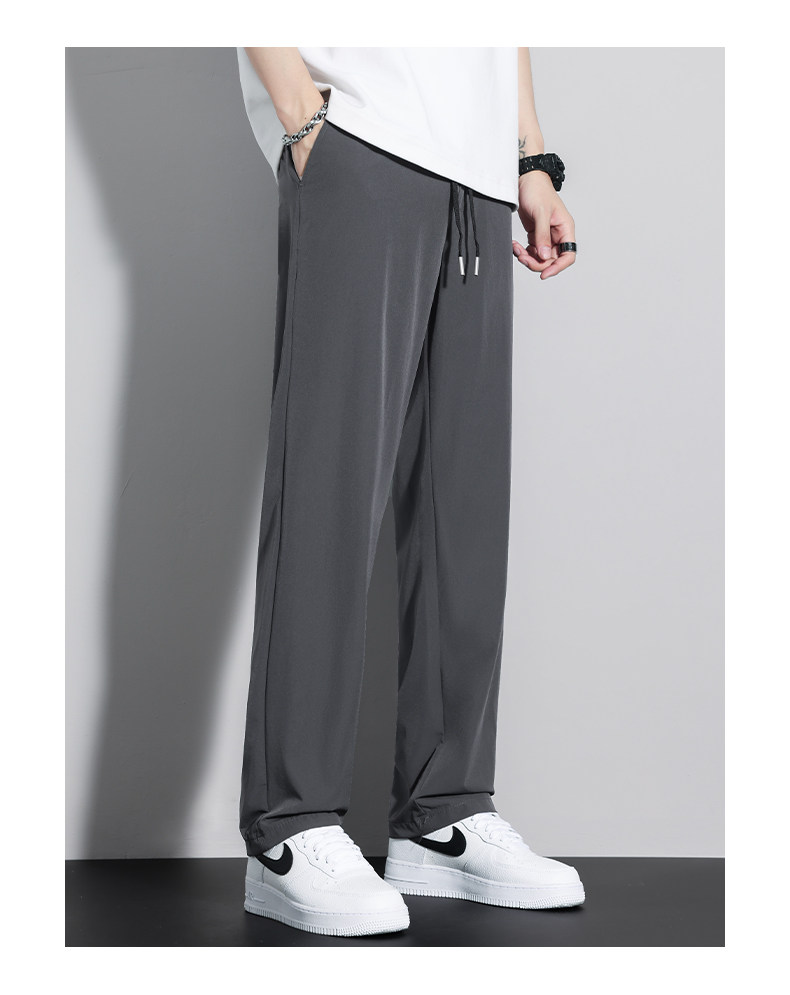 Летние шелковые дышащие быстросохнущие тонкие спортивные штаны, свободный прямой крой, оверсайз 