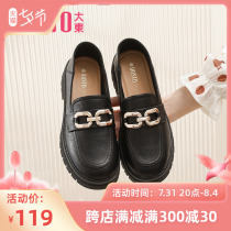 Large East Small Leather Shoes Single Shoes Woman 2022 Fall New Korean version Round Head Coarse heel Heel Pure Color Women Shoes 1027