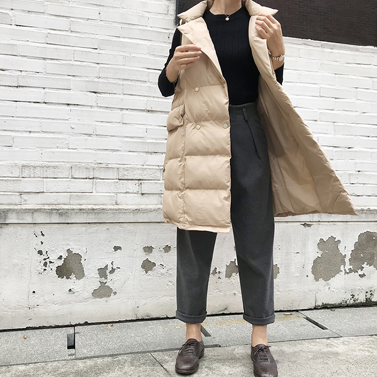 Hàn Quốc chic dây rút eo áo vest cotton rộng kích thước dày dày ấm xuống áo vest cotton nữ triều thời trang nữ 2021