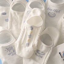 White Invisible Socks Female Non-slip Light Mouth Summer New Breathable Fashion Sense 100 Hitch Anti Slip Silicone Short Socks Thin