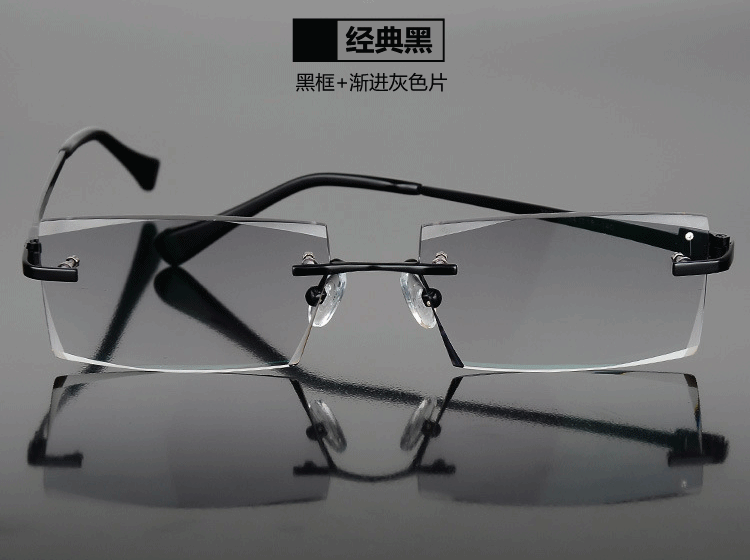 Kim cương cắt kính không vành tinh khiết titan siêu nhẹ kính cận thị kính gọng kính màu khung kính bức xạ màu xanh nam kính dior