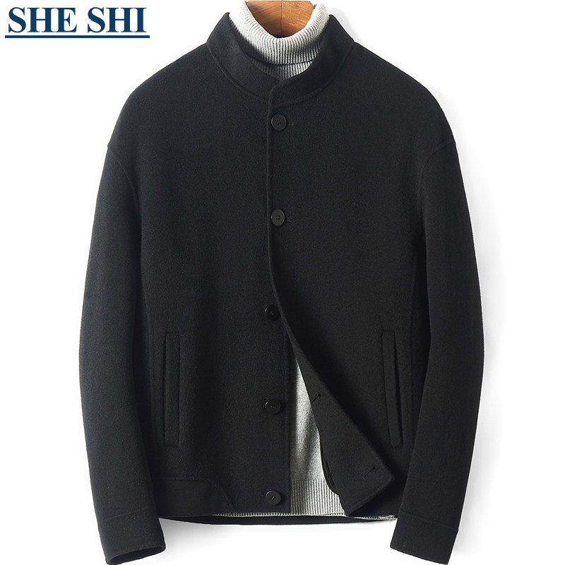 Autumn and winter light luxury small stand collar men's short casual double-sided woolen coat without cashmere Korean style jacket - Taobao