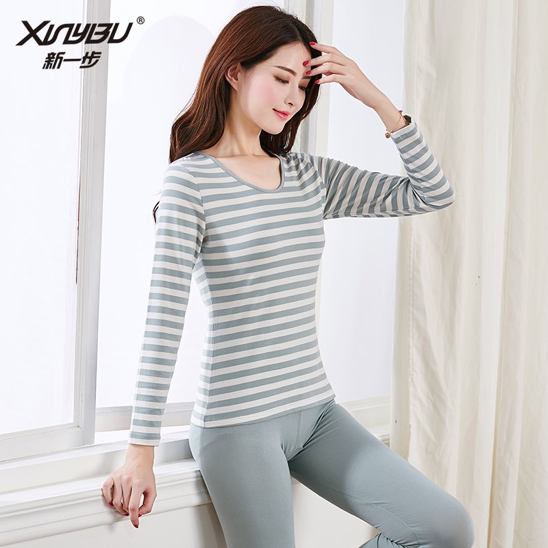 . Womens mùa xuân quần áo mùa xuân quần nền tảng cơ thể bộ trang trí ấm lót bông bottomth mỏng bông áo len t-cổ áo.