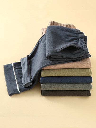 Men's pajama pants, velvet trousers, winter warm brushed straight pants, velvet loose casual casual velvet autumn and winter home trousers