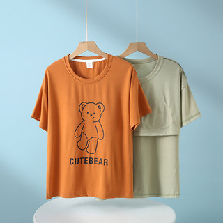 Pajamas with Breast Pads for Women, Short-Sleeved Tops, 2025 Summer, Bra-Free, Thin Half-Sleeved, Can Be Worn Outside, Home Wear T-Shirt