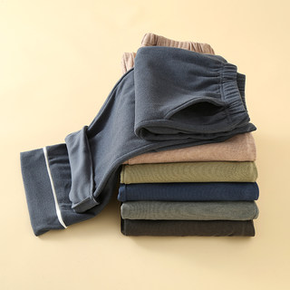 Men's Fleece-Lined Pajama Pants, Winter Warm Brushed Straight-Leg Pants, Comfortable Loose Casual Fleece Pants for Autumn and Winter Home Wear