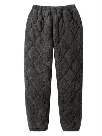 Anti-static quilted pajamas for men in winter three-layer thickened plus velvet cotton pants coral velvet warm pants loose thick home pants