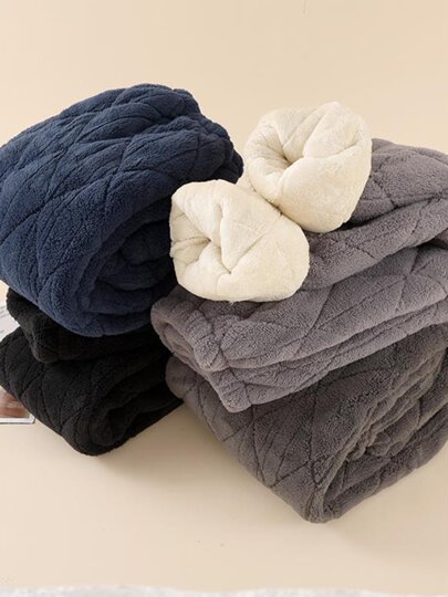 Anti-static quilted pajamas for men in winter three-layer thickened plus velvet cotton pants coral velvet warm pants loose thick home pants