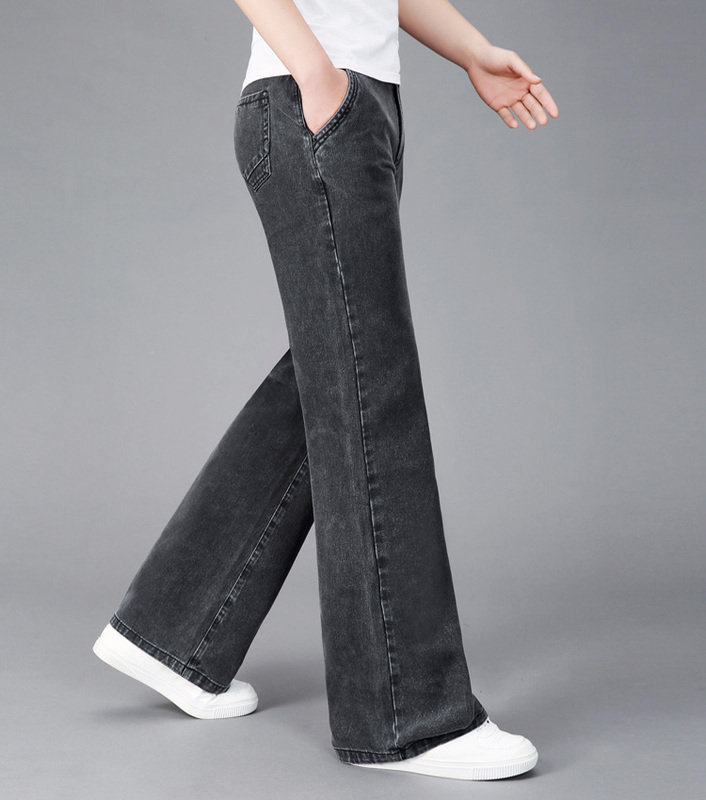 New Men's Wide-Leg Jeans, Straight-Leg Pants, Thick Autumn and Winter Style, Flared Pants, Wide-Leg Jeans for Big Feet