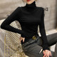 Modal black high collar bottoming shirt women's spring and autumn foreign style inner long-sleeved T-shirt slim fit thin section pile collar top