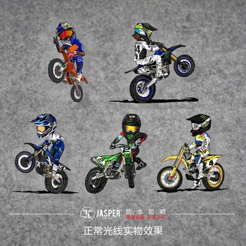 Off-road motorcycle reflective sticker motorcycle cartoon latte art