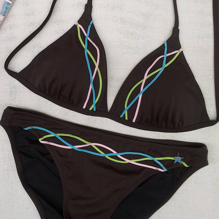 2 bộ đồ bơi bikini gợi cảm của phụ nữ mới đặt bộ ngực nhỏ màu nâu sẫm B cup 2221 bo bikini