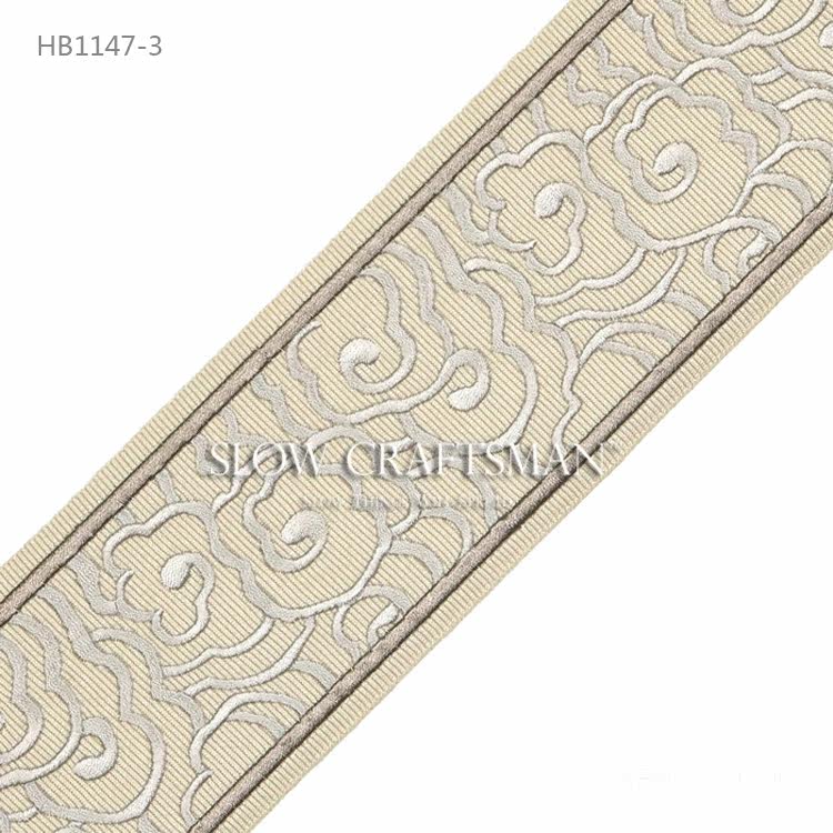 Кружевная кайма slow craftsman出口欧洲高端东方系列 窗帘抱枕灯具刺绣祥云花边