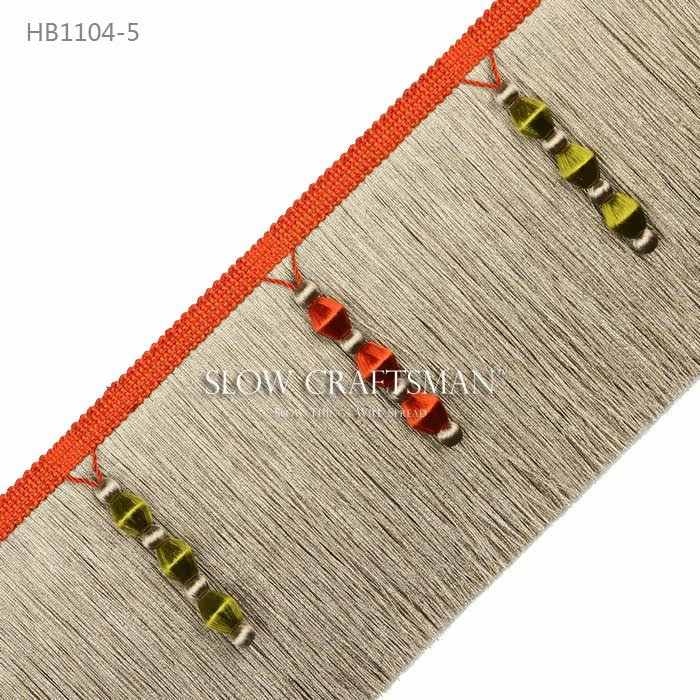 Кружевная кайма slow craftsman出口欧洲高端初南系列 窗帘家具底边流苏毛边花边 1542801219
