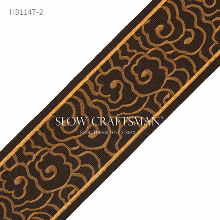 Кружевная кайма slow craftsman出口欧洲高端东方系列 窗帘抱枕灯具刺绣祥云花边