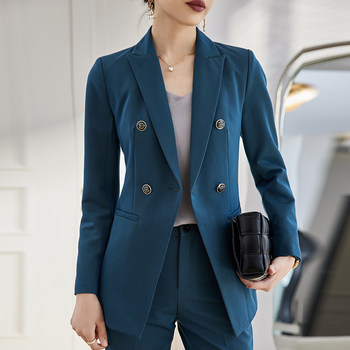 High-end blue suit jacket women's spring and autumn 2022 new fashion Western-style high-end large size suit