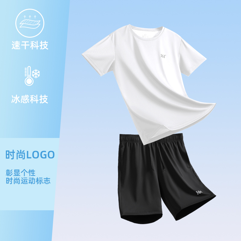 361 Quick-Drying Sports Suit Men's Summer New Running Fitness Clothing Sportswear Men's Ice Silk Short-Sleeved Shorts 361 Quick-Drying Sports Suit Men's Summer New Running Fitness Clothing Sportswear Men's Ice Silk Short-Sleeved Shorts
