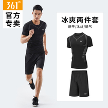 361 Sports Running Set Summer Ice Silk Quick Dry Short Sleeve Mens Equipment Shorts T-Shirt Training Fitness Clothes