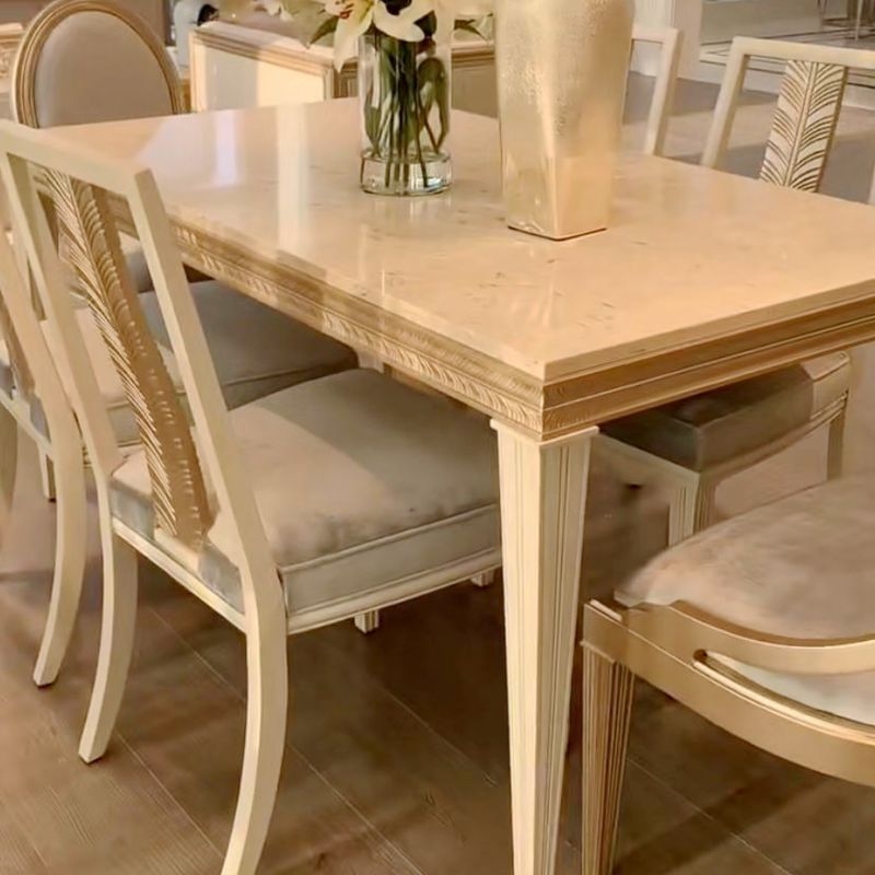 American light extravagant net red solid wood table engraving dining table and chairs combination French style country minimalist furniture marble countertops