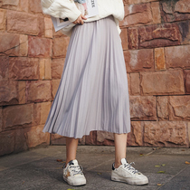 2021 spring new skirt Japanese girls pleated skirt gray wild a-line skirt high waist mid-skirt skirt