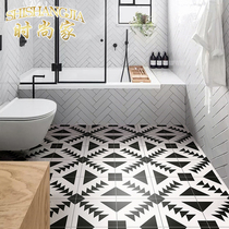 Nordic flower brick 300x300 kitchen bathroom black and white floor tile balcony wall tile floor tile art Net red tile