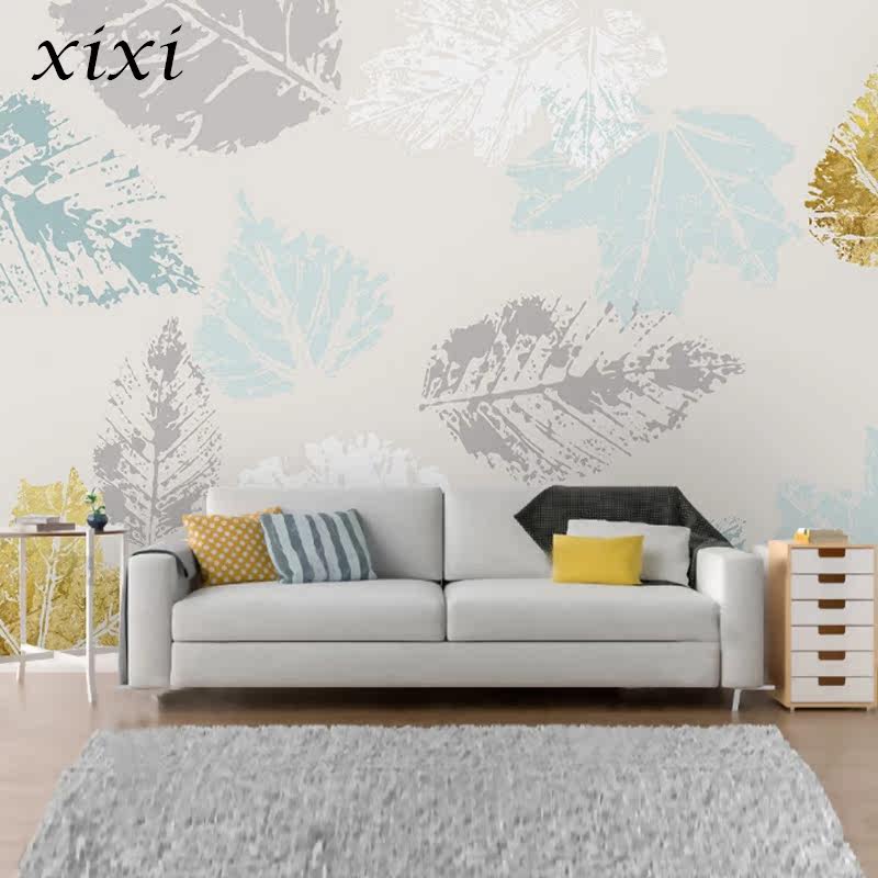 Nordic bedside background wall light-colored murals hand-painted abstract graffiti small apartment wall master bedroom wallpaper wedding room wallpaper