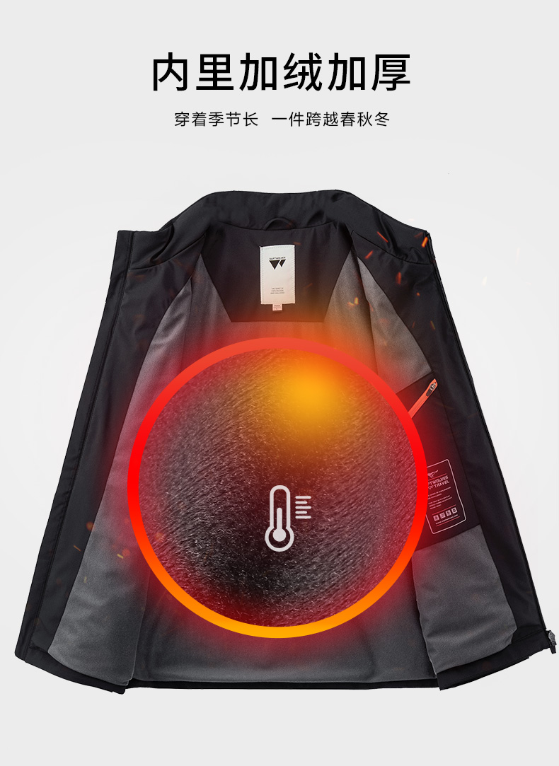 七匹狼 2020秋季新品 男加绒加厚休闲夹克 防风防雨 图4