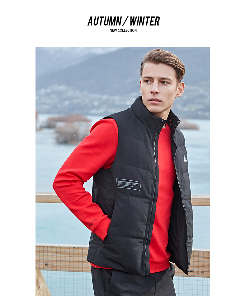 Bảy con sói xuống vest mùa thu và mùa đông đàn ông mới đứng cổ áo giản dị chống gió ấm 90% vịt trắng xuống vest vest - Áo thể thao áo khoác thể thao