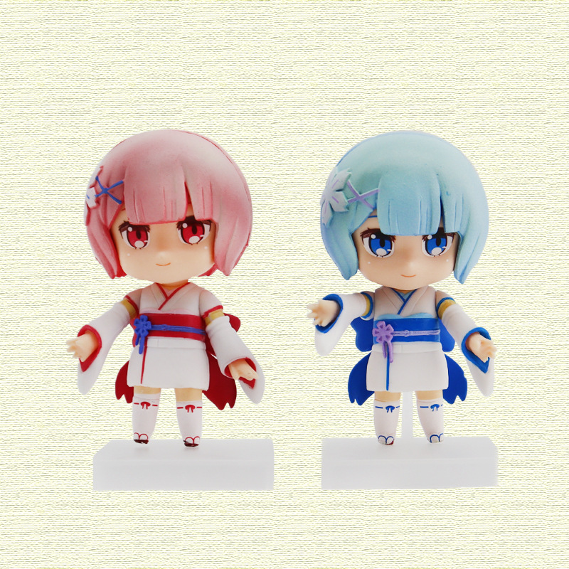 Life in a different world from scratch Q version Rem Ram kimono car ornaments cartoon hand model