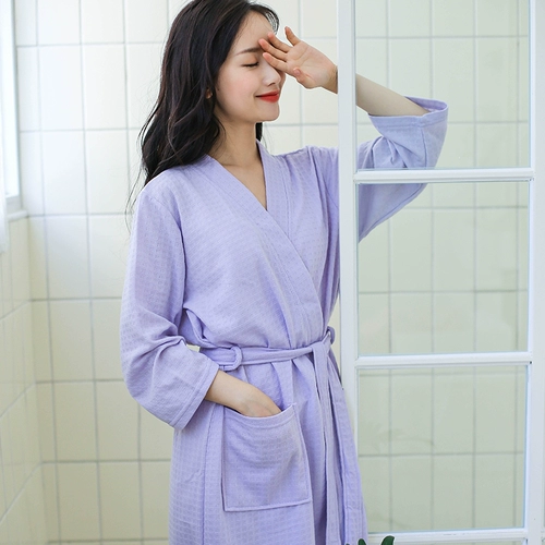 Летний тонкий мужской длинный быстросохнущий осенний банный халат, универсальная пижама для влюбленных