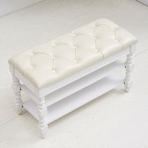 Eurostyle shoe-changing stool shoe rack solid wood storage stool bed tailstool modern minimalist leather stool Multi-functional doorway wear a bench