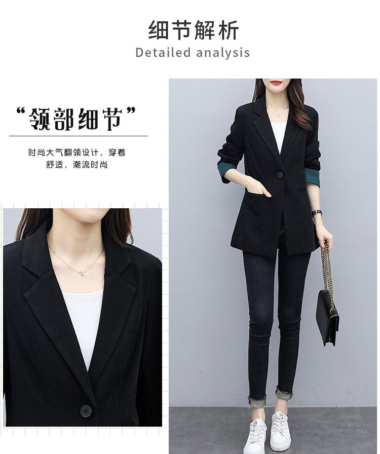Костюм, весенняя осенняя тонкая куртка, черный кардиган, коллекция 2023, подходит для подростков 