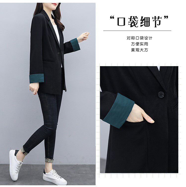 Костюм, весенняя осенняя тонкая куртка, черный кардиган, коллекция 2023, подходит для подростков 