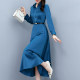 One-piece skirt ladies' clothes spring and autumn 2023 new waist-shrinking mother looks thin and temperament western style long-sleeved mid-length skirt