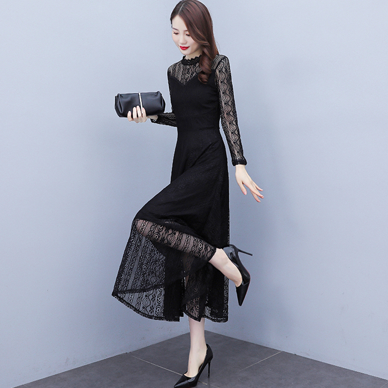 Lace Dress for Women, Spring and Autumn 2026 New Style, Petite, High-End, Elegant, Stylish, Long-Sleeved, Mid-Length Dress