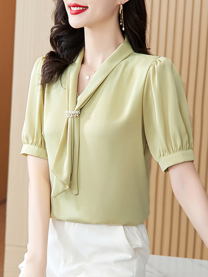 Chiffon shirt women's summer 2026 new style beautiful high-end western style shirt fashionable short-sleeved top