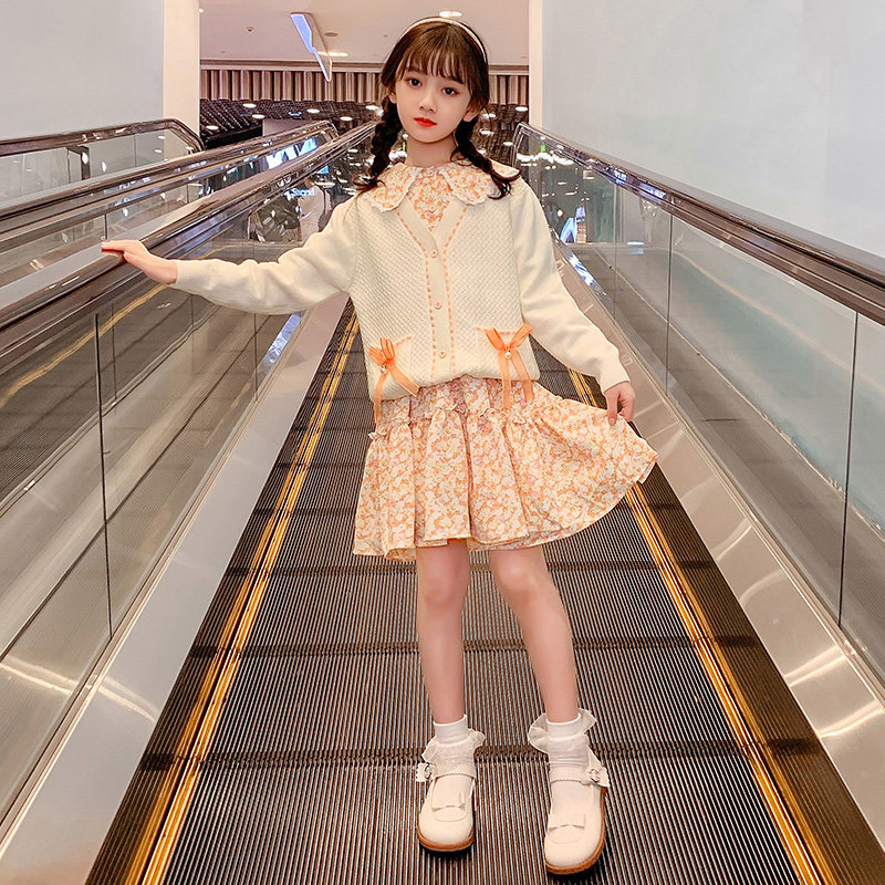 Girl Foreign Dress Spring Dress 2022 New Children Dresses Foreign Pie Spring Autumn Grand Fairy Princess Dress Girl Suit Skirt