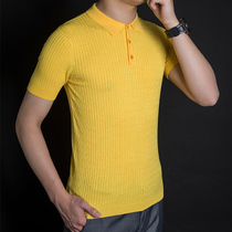 Commuter Knitted polo shirt lapel Paul top 2021 summer half sleeve slim breathable Men ins body shirt tide T