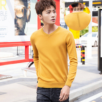 2020V neck sweater men Korean version of slim solid color youth chicken heart collar with knitted base sweater tide