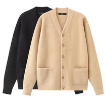 Autumn and winter New imitation mink velvet sweater cardigan mens large size Korean thick warm short knitted woolen coat tide