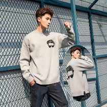 Semi-turtleneck sweater male students autumn and winter thickened bf lazy wind loose personality ins wear pullover sweater tide