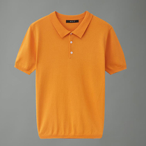 Ice silk polo shirt mens half-sleeved Paul top thin size breathable solid color T English wool knitted T-shirt tide