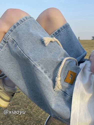 Джинсовая юбка, мужские летние тонкие шорты, штаны для отдыха, оверсайз, в американском стиле