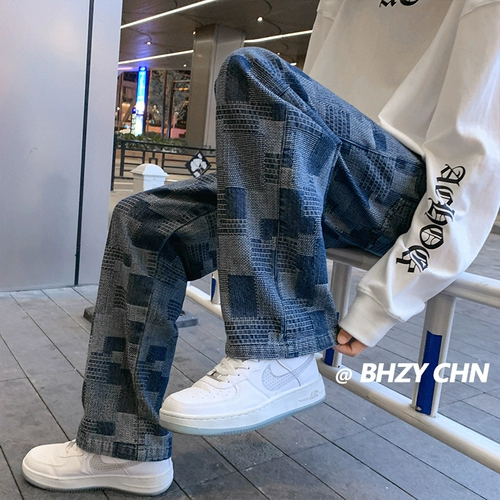 Джинсы, штаны, осенние, в американском стиле, размер, свободный прямой крой