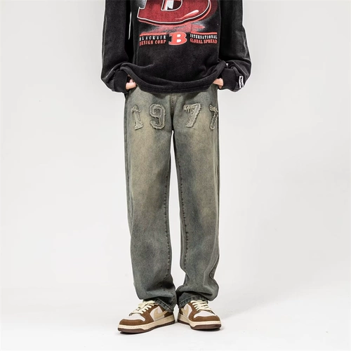 Осенние демисезонные джинсы, штаны для отдыха, в американском стиле, свободный прямой крой