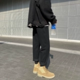 Martens, демисезонные черные джинсы, трендовые штаны, свободный прямой крой, размер