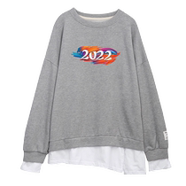 Plus size fat mm high-end sweatshirt womens red fake two-piece design stitching niche loose large size Tiger year top
