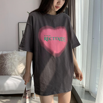 Pure cotton short sleeve t-shirt female summer 2022 new hit undershirt loose big code design feeling small and half sleeve compassionate