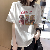 White pure cotton short sleeve t-shirt woman 2022 Summer new Korean version loose round collar student hit undershirt half sleeve tide